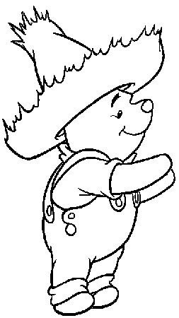 coloriage winnie et son chapeau de paille